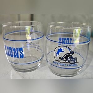 Two Detroit Lions NFL Football Sports team helmet whiskey/drinking glasses